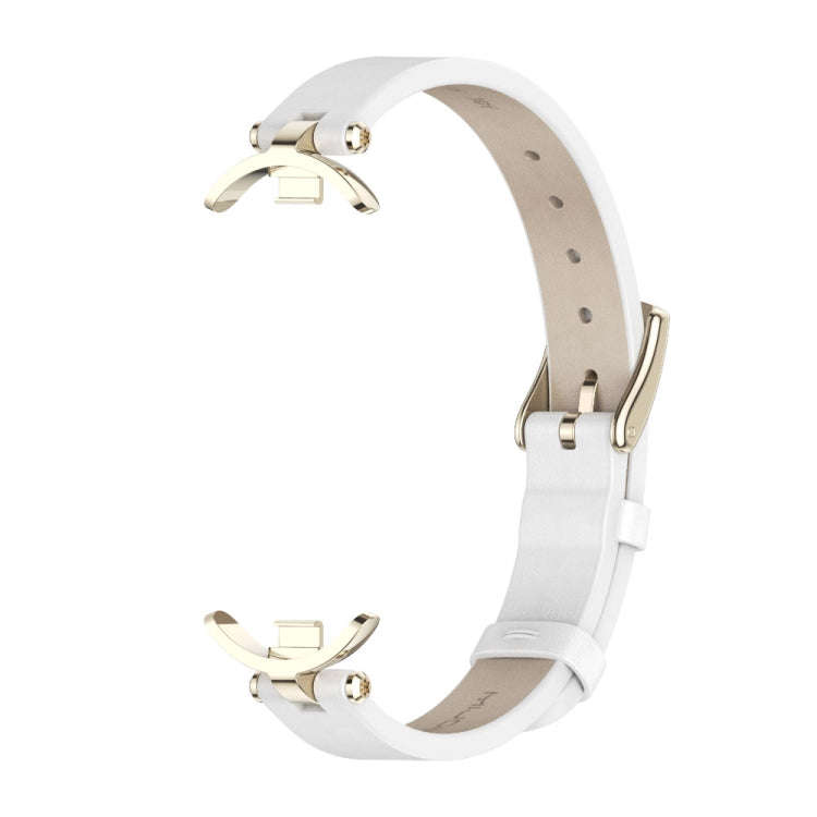 For Xiaomi Mi Band 8 / 9 / 9 NFC Mijobs First Layer Cowhide Watch Band(White Light Gold)