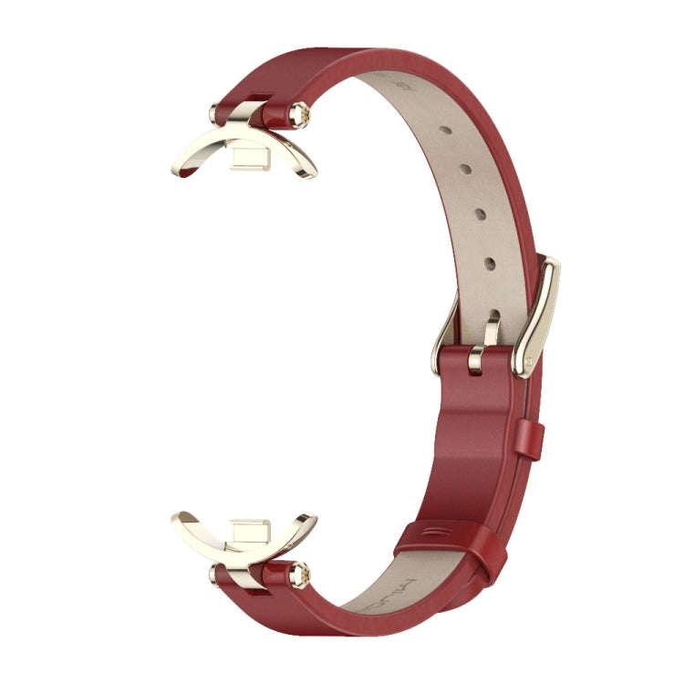 For Xiaomi Mi Band 8 / 9 / 9 NFC Mijobs First Layer Cowhide Watch Band(Red Light Gold)