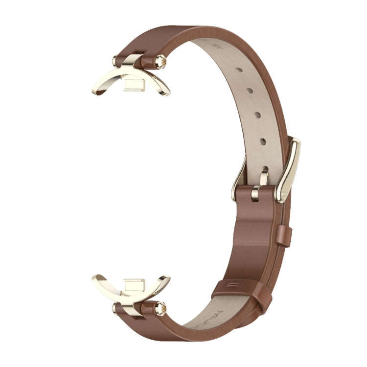 For Xiaomi Mi Band 8 / 9 / 9 NFC Mijobs First Layer Cowhide Watch Band(Brown Light Gold)
