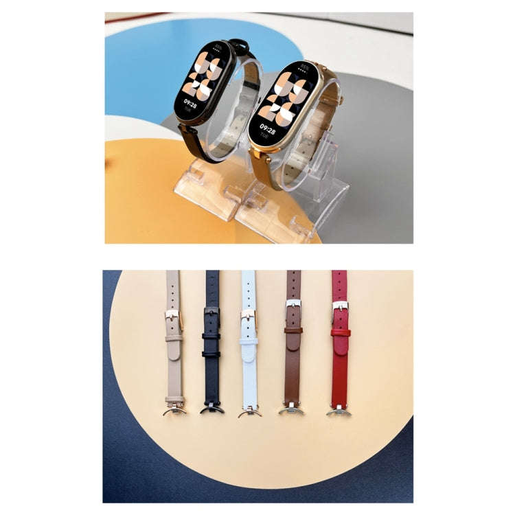 For Xiaomi Mi Band 8 / 9 / 9 NFC Mijobs First Layer Cowhide Watch Band(Apricot Rose Gold)