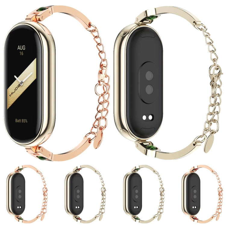 For Xiaomi Mi Band 8 / 9 / 9 NFC Mijobs Ruyi Beauty Bracelet Watch Band(Rose Gold Green)