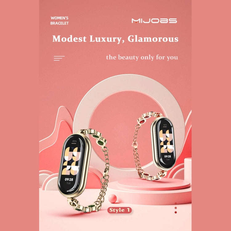 For Xiaomi Mi Band 8 / 9 / 9 NFC Mijobs Ruyi Beauty Bracelet Watch Band(Rose Gold Green)