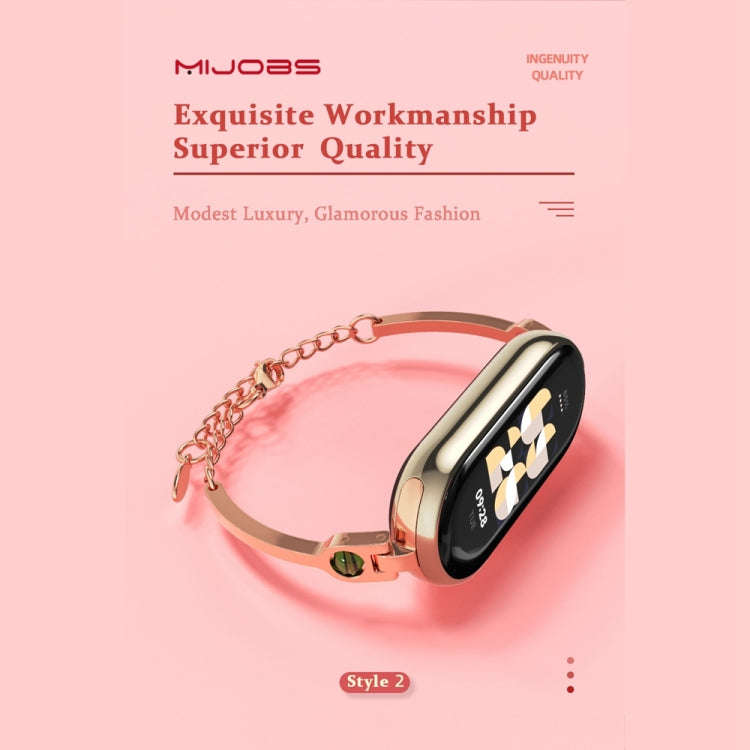 For Xiaomi Mi Band 8 / 9 / 9 NFC Mijobs Ruyi Beauty Bracelet Watch Band(Rose Gold Green)