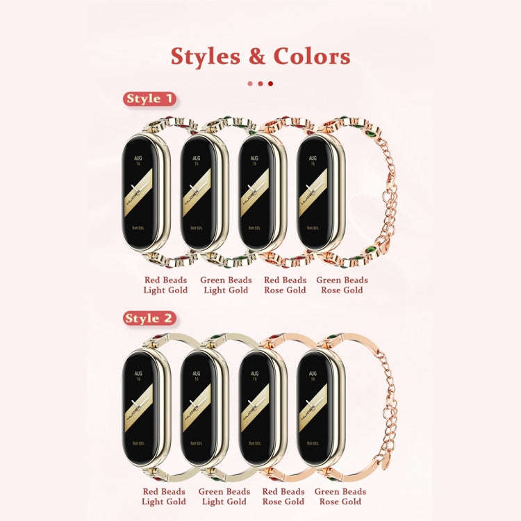 For Xiaomi Mi Band 8 / 9 / 9 NFC Mijobs Ruyi Beauty Bracelet Watch Band(Rose Gold Green)