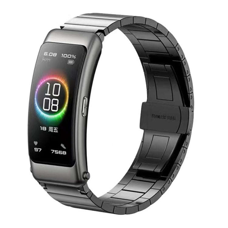 For Huawei Band 7 / B3 / Watch Fit Mini One Bead Butterfly Buckle Stainless Steel Watch Band(Grey)