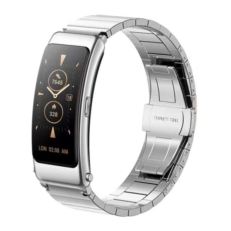 For Huawei Band 7 / B3 / Watch Fit Mini One Bead Butterfly Buckle Stainless Steel Watch Band(Silver)
