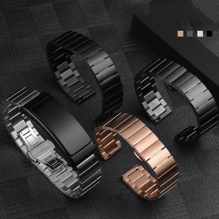For Huawei Band 7 / B3 / Watch Fit Mini One Bead Butterfly Buckle Stainless Steel Watch Band(Grey)