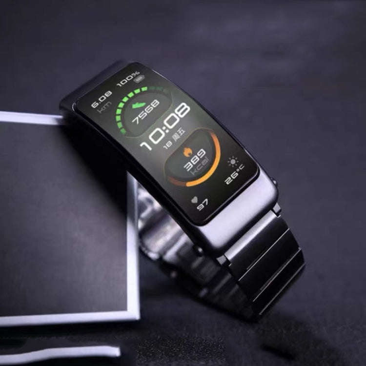 For Huawei Band 7 / B3 / Watch Fit Mini One Bead Butterfly Buckle Stainless Steel Watch Band(Black)