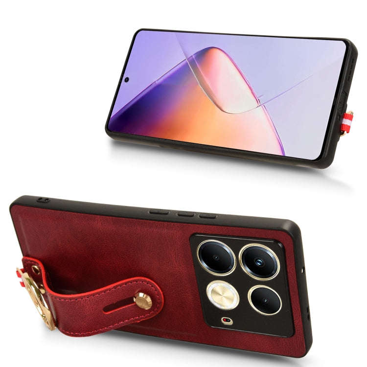 For Infinix Note 40 4G X6853 Wristband Leather Back Phone Case(Red)