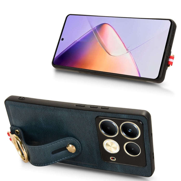 For Infinix Note 40 4G X6853 Wristband Leather Back Phone Case(Blue)