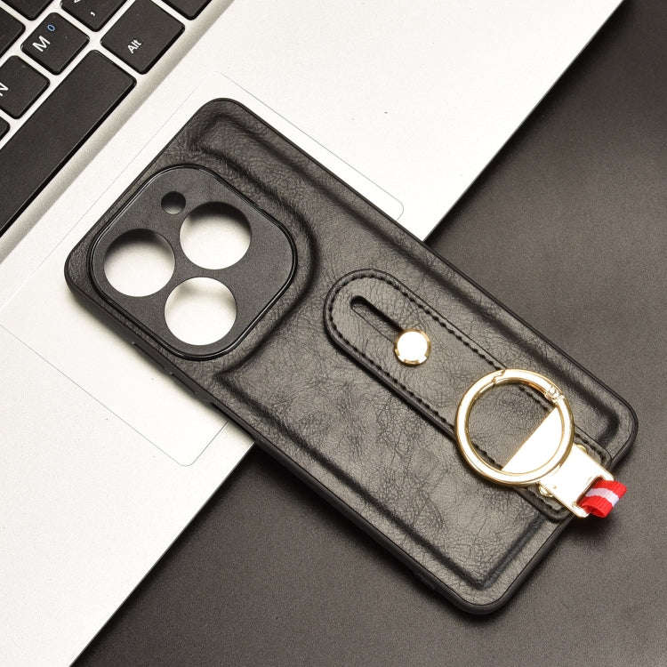 For Infinix Smart 8 Plus / Smart 8 Pro Wristband Leather Back Phone Case(Black)