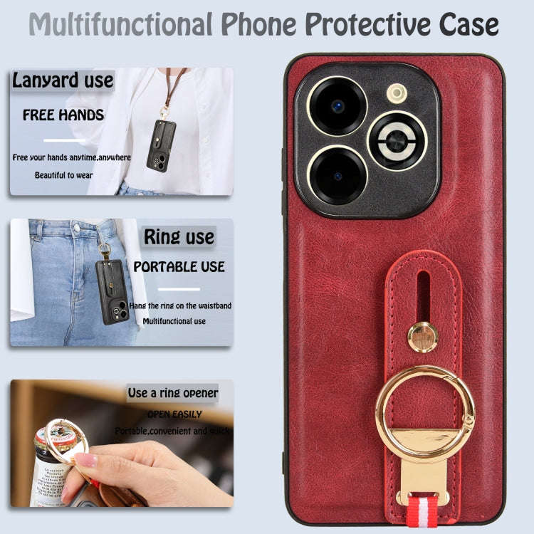 For Infinix Smart 8 Plus / Smart 8 Pro Wristband Leather Back Phone Case(Red)