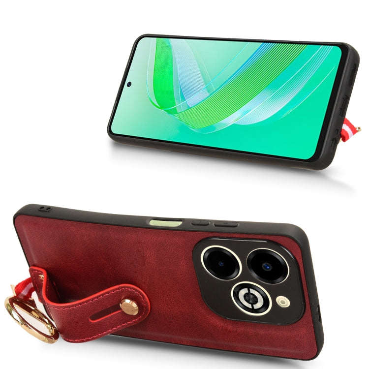 For Infinix Smart 8 Plus / Smart 8 Pro Wristband Leather Back Phone Case(Red)