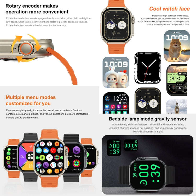 iW9 Ultra 2.04 inch Screen Smart Call Watch, BT Call / Heart Rate / Blood Pressure / Blood Oxygen...