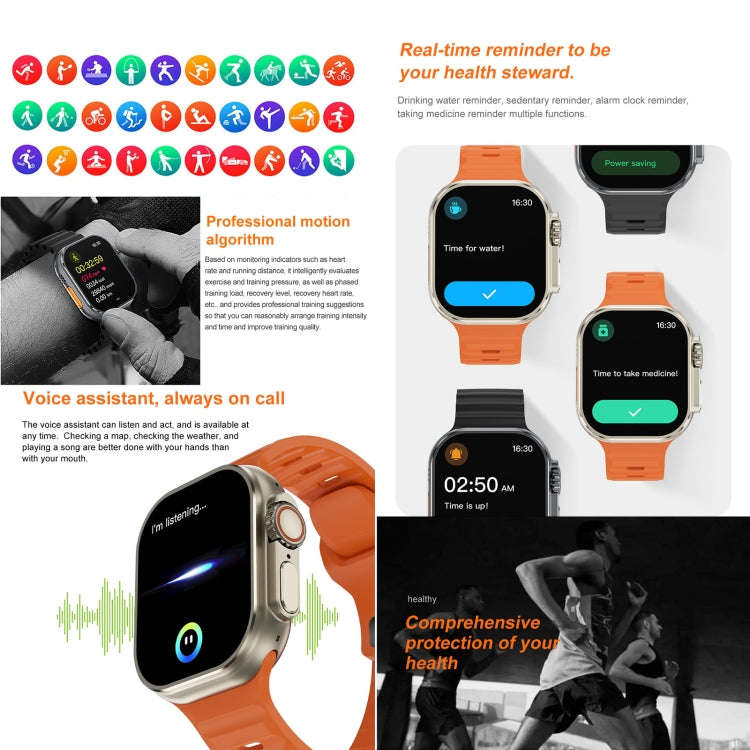 iW9 Ultra 2.04 inch Screen Smart Call Watch, BT Call / Heart Rate / Blood Pressure / Blood Oxygen...