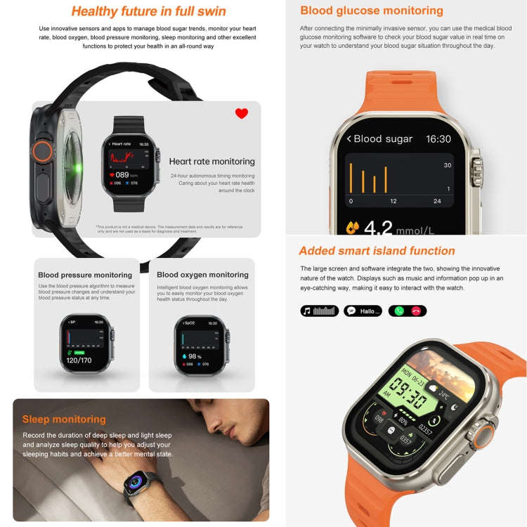 iW9 Ultra 2.04 inch Screen Smart Call Watch, BT Call / Heart Rate / Blood Pressure / Blood Oxygen...