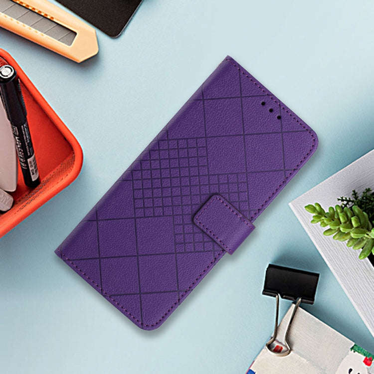 For Honor X6b Rhombic Grid Texture Leather Phone Case(Purple)