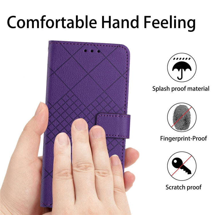 For Honor X6b Rhombic Grid Texture Leather Phone Case(Purple)