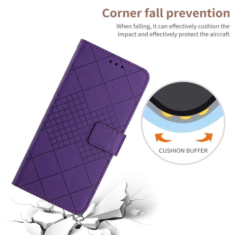 For Honor X6b Rhombic Grid Texture Leather Phone Case(Purple)