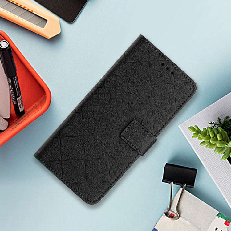 For Honor X6b Rhombic Grid Texture Leather Phone Case(Black)