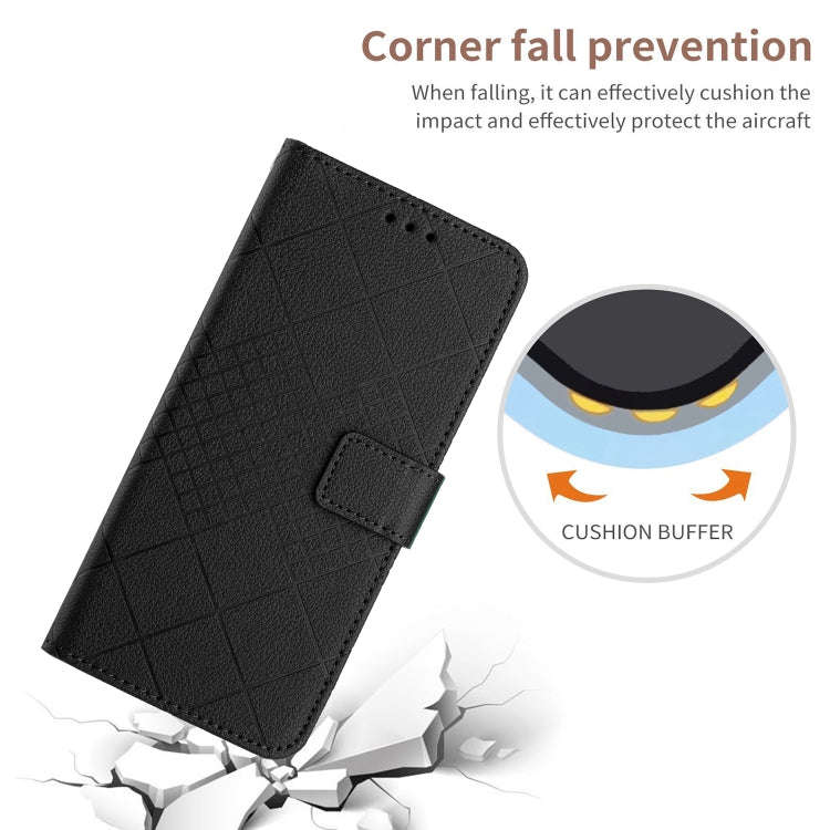 For Honor X6b Rhombic Grid Texture Leather Phone Case(Black)