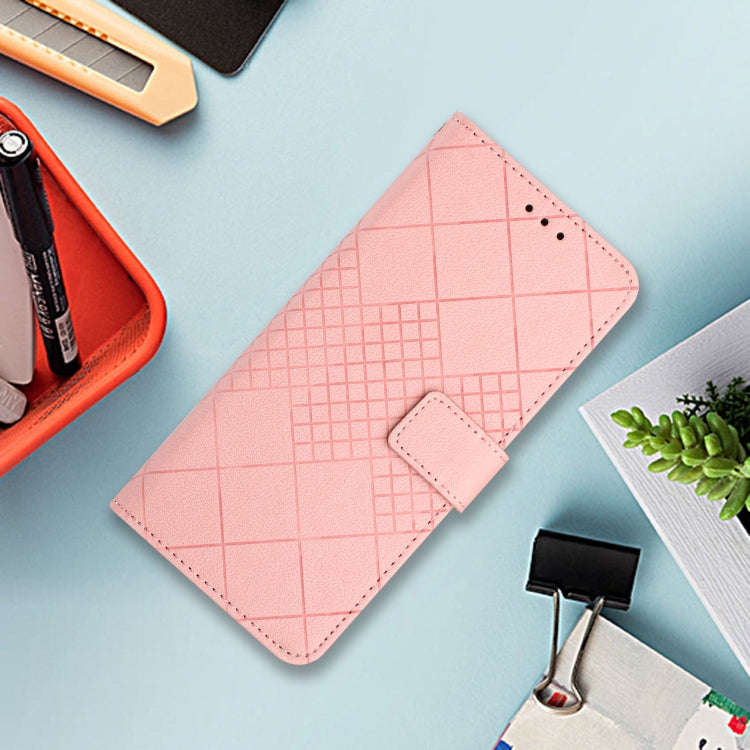 For Honor X6b Rhombic Grid Texture Leather Phone Case(Pink)
