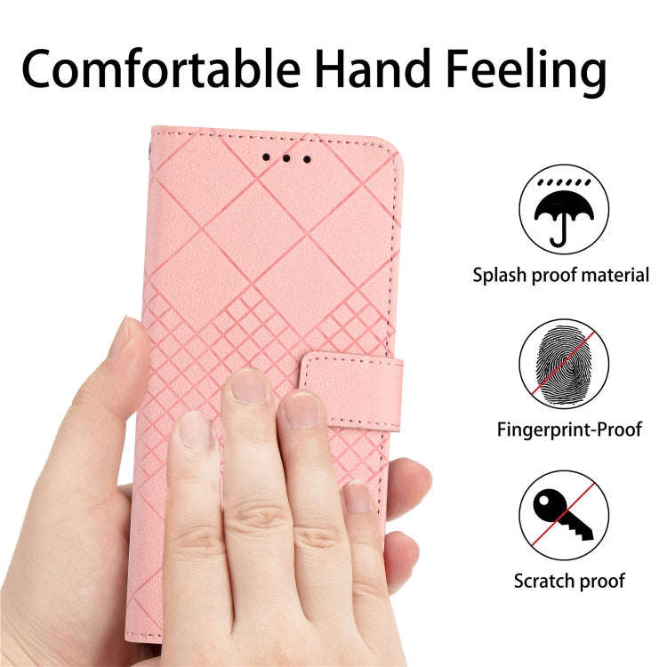 For Honor X6b Rhombic Grid Texture Leather Phone Case(Pink)