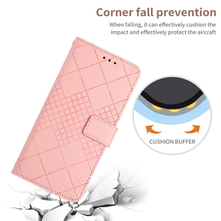 For Honor X6b Rhombic Grid Texture Leather Phone Case(Pink)