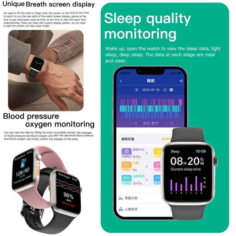 Q9 Smart Bracelet, 2.01 inch Waterproof Smart Watch, BT Call / Heart Rate / Blood Pressure / Bloo...