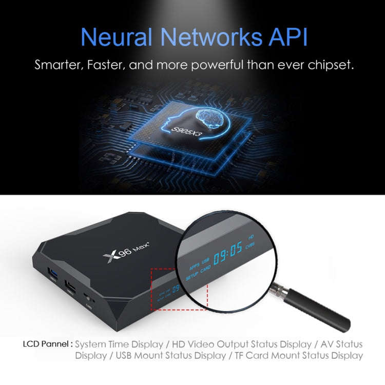 X96 max+ 4K Smart TV Box with Remote Control, Android 9.0, Amlogic S905X3 Quad-Core Cortex-A55,2G...