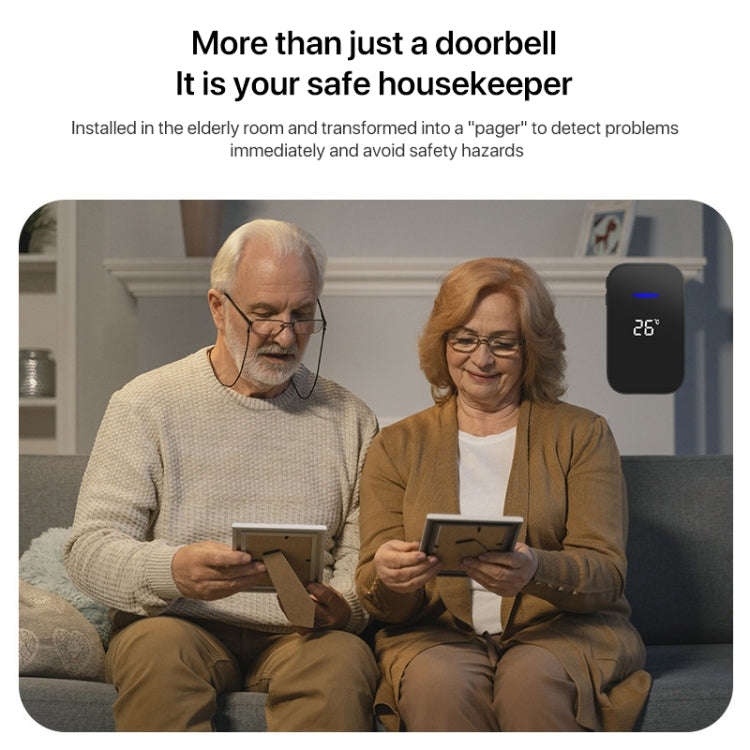 C302B One to One Home Wireless Doorbell Temperature Digital Display Remote Control Elderly Pager,...