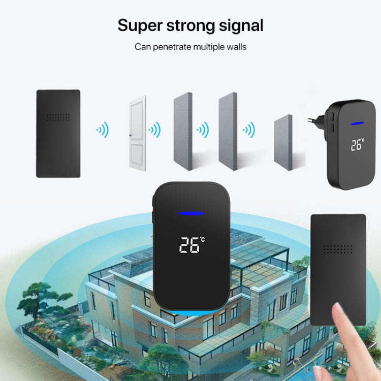 C302B One to One Home Wireless Doorbell Temperature Digital Display Remote Control Elderly Pager,...