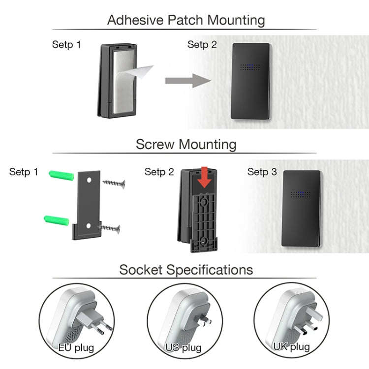 C302B One to One Home Wireless Doorbell Temperature Digital Display Remote Control Elderly Pager,...