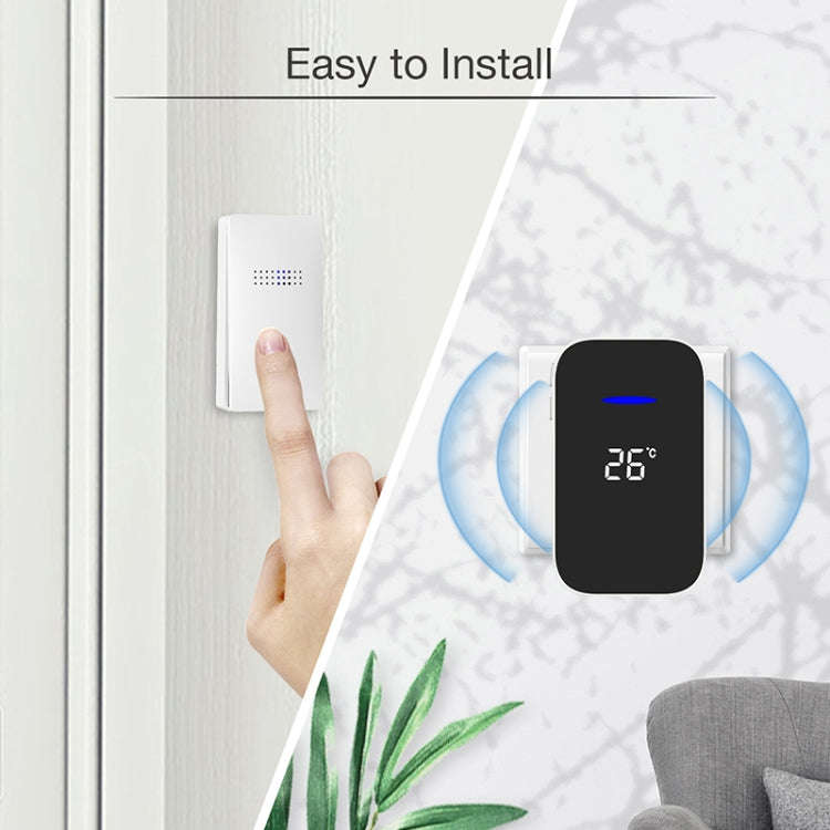C302B One to One Home Wireless Doorbell Temperature Digital Display Remote Control Elderly Pager,...