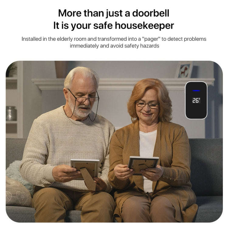 C302B One to One Home Wireless Doorbell Temperature Digital Display Remote Control Elderly Pager,...