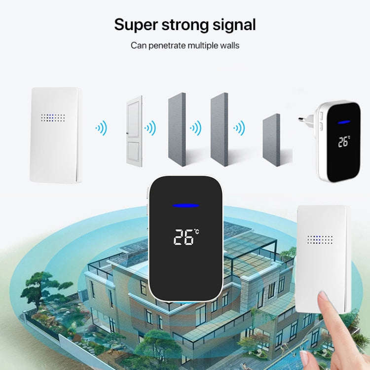 C302B One to One Home Wireless Doorbell Temperature Digital Display Remote Control Elderly Pager,...