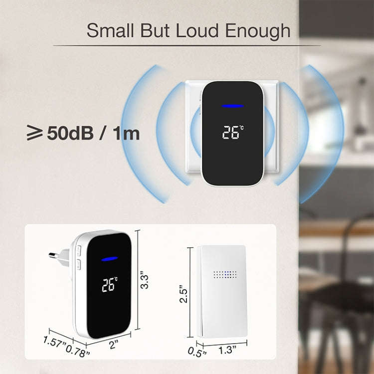 C302B One to One Home Wireless Doorbell Temperature Digital Display Remote Control Elderly Pager,...