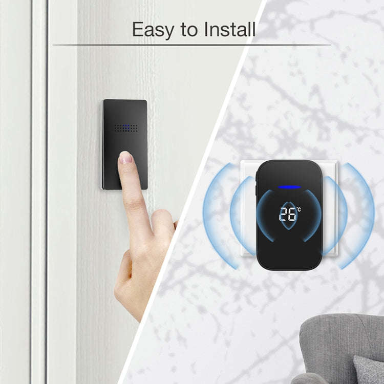 C302B One to Two Home Wireless Doorbell Temperature Digital Display Remote Control Elderly Pager,...