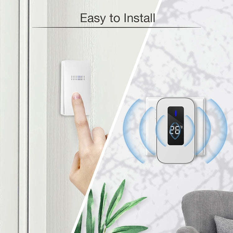 C303B One to Two Home Wireless Doorbell Temperature Digital Display Remote Control Elderly Pager,...