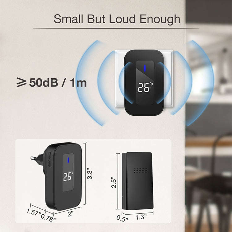 C303B One to Two Home Wireless Doorbell Temperature Digital Display Remote Control Elderly Pager,...