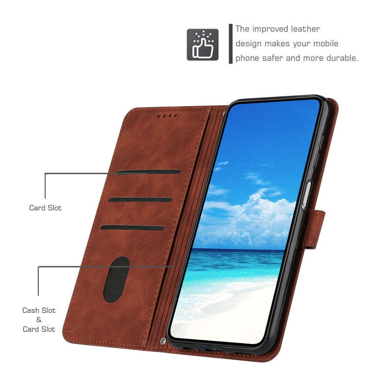 For Motorola Moto G Stylus 5G 2024 Skin Feel Heart Embossed Leather Phone Case with Long Lanyard(...