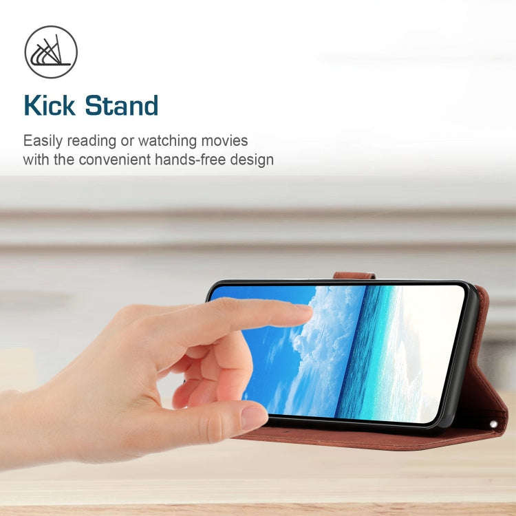 For Motorola Moto G Stylus 5G 2024 Skin Feel Heart Embossed Leather Phone Case with Long Lanyard(...