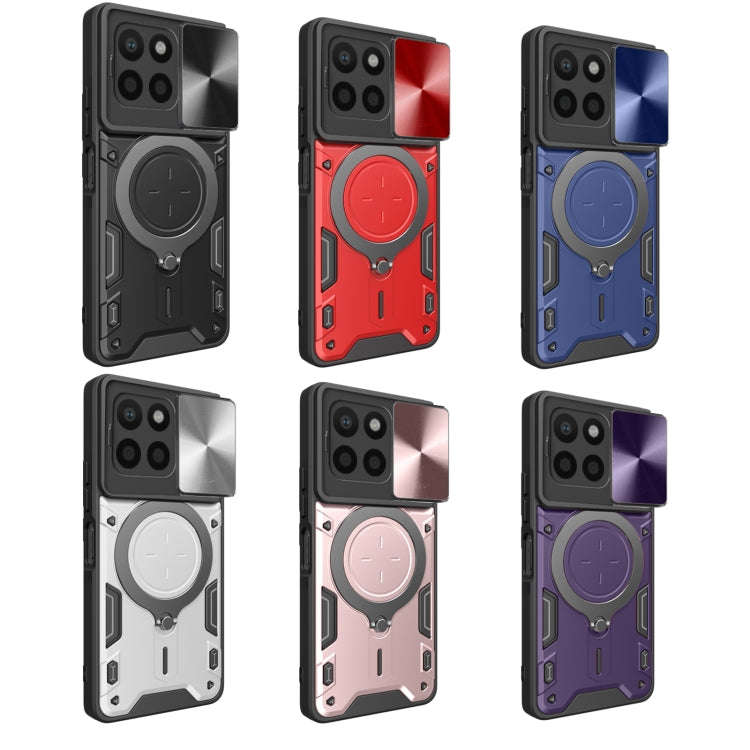 For Honor X8 5G / X6 4G CD Texture Sliding Camshield Magnetic Holder Phone Case(Red)