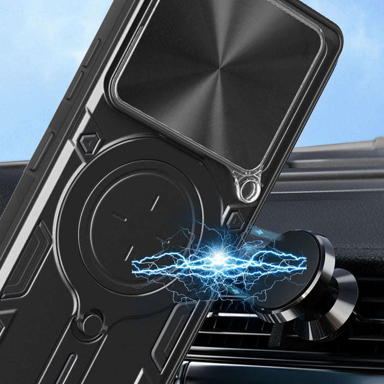 For Tecno Camon 30 Pro 5G CD Texture Sliding Camshield Magnetic Holder Phone Case(Black)
