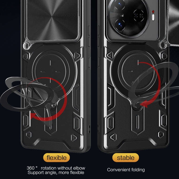 For Tecno Camon 30 Pro 5G CD Texture Sliding Camshield Magnetic Holder Phone Case(Black)