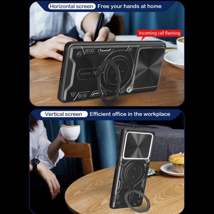 For Tecno Camon 30 Pro 5G CD Texture Sliding Camshield Magnetic Holder Phone Case(Black)