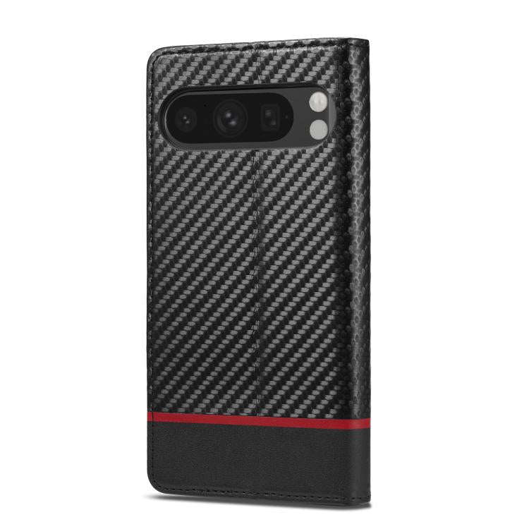 For Google Pixel 10 Pro XL LC.IMEEKE Carbon Fiber Leather Phone Case(Horizontal Black)