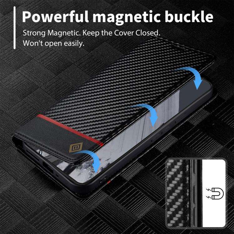 For Google Pixel 10 Pro XL LC.IMEEKE Carbon Fiber Leather Phone Case(Horizontal Black)