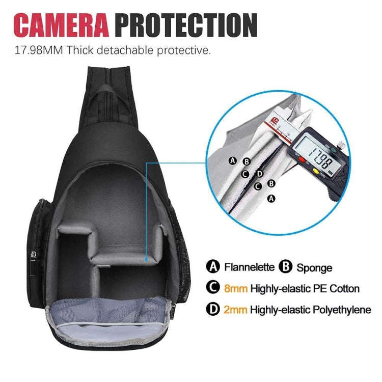 Cwatcun D17 Camera Shoulder Crossbody Backpack(Black)