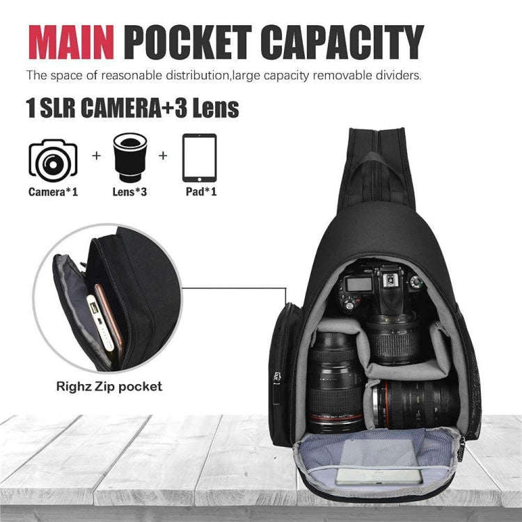 Cwatcun D17 Camera Shoulder Crossbody Backpack(Black)